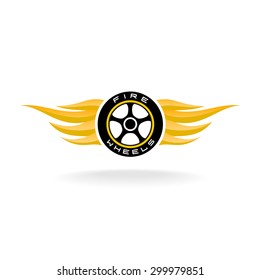 Auto car wheel with fire wings logo