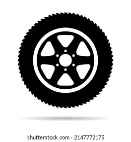 Auto car wheel icon, vehicle tire rim symbol, automotive race sport sign vector illustration .