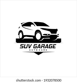 Auto Care Logo SUV Vektorvorlage. moderne Vektorgrafik mit schwarzer Silhouette für Aufkleber oder Design-Inspiration für Printmedien	