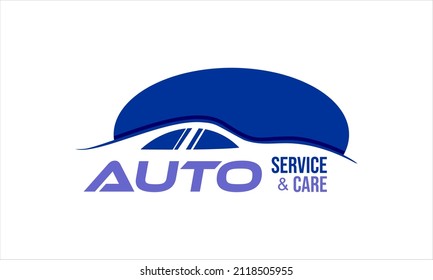 Auto care and service logo with sport car silhouette vector