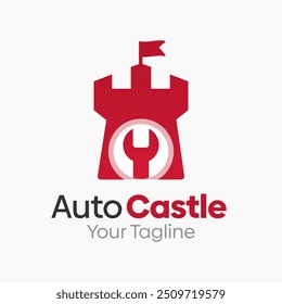 Modelo de design de logotipo de castelo automático. Bom para negócios, agência, comunidade e organização