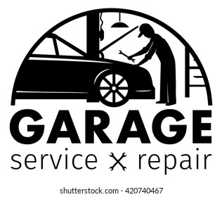Auto center, garage service and repair logo,Vector Template.