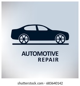 Auto Centre. Auto Repair Service. Car. Grey Background