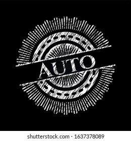 Auto chalkboard emblem written on a blackboard. Vector Illustration. Detailed.