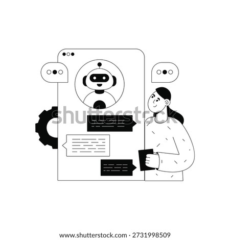 Auto Chat Vector Black and white Illustration