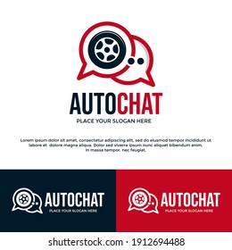 Auto chat vector logo template. This design use tire symbol. Suitable for transportation.