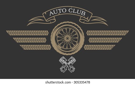 Auto Club Emblem In Vintage Style.