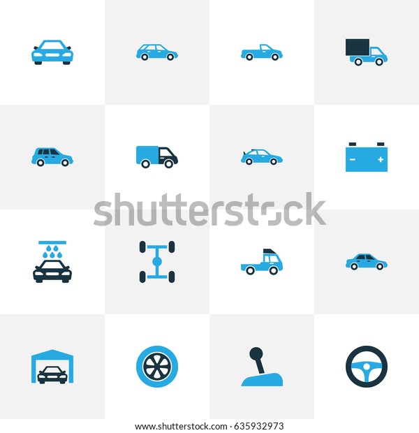 Auto Colorful Icons Set. Collection Of Truck,\
Battery, Garage And Other Elements. Also Includes Symbols Such As\
Lever, Car, Wheel.