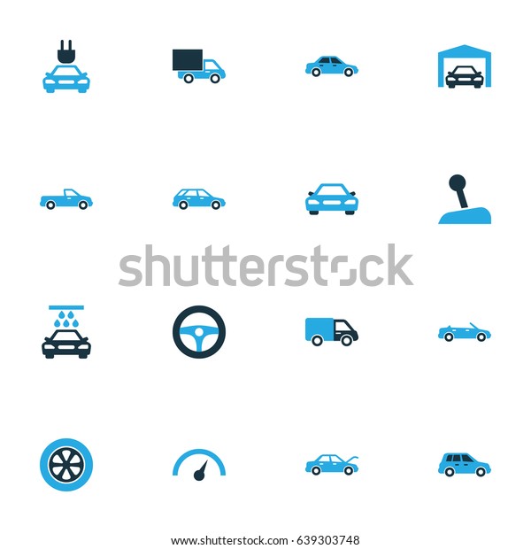 Auto Colorful Icons Set. Collection Of Crossover,
Pickup, Van And Other Elements. Also Includes Symbols Such As
Cabriolet, Repair, Speed.