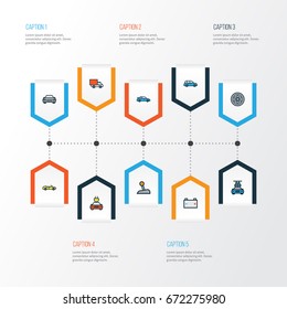 Auto Colorful Outline Icons Set. Collection Of Sedan, Drive, Sport And Other Elements. Also Includes Symbols Such As Sport, Automatic, Car.
