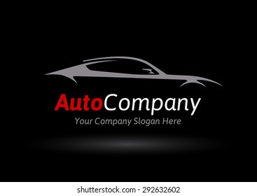 Auto Company Logo Vector Design Concept with Sports Car Silhouette 02