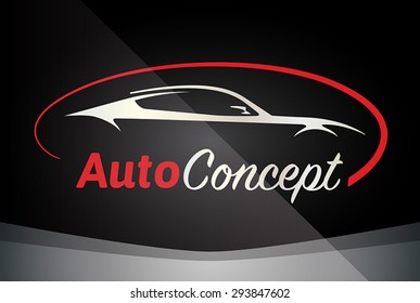 Auto Company Logo Vector Design Concept With Sports Car Silhouette - Red
