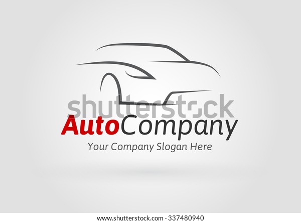 Auto Company Logo Vector Design\
Concept with Sports Car Silhouette on light grey\
background