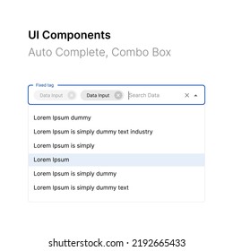 Auto Complete UI Components, Combo Box Modern UI Website Module, Vector Illustration 