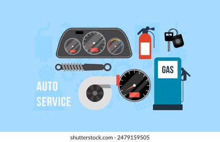 Concepto automático para Vector de iconos planos