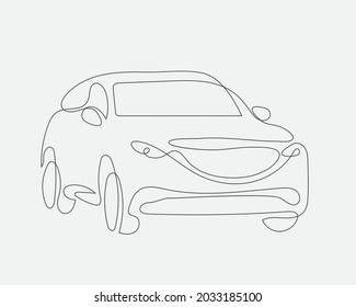 Automatisch Konzept für eine Linie. Vektorwagen von Linien. Handzeichnung der modernen Suv.