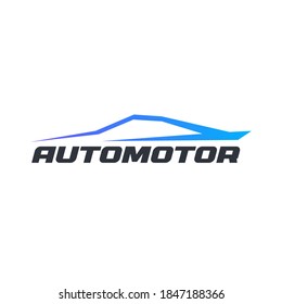 Auto-Kontur, einzeln auf weißem Hintergrund. Dynamische Silhouette in Bewegung, flacher Cartoon Stil Vektorlogo-Konzept. Abstraktes Symbol für die Automobil-Linie für die grafische Darstellung des Auto-Service