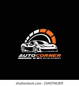 Aislamiento del logotipo de desarrollo de carreras de garaje de coches de esquina automática