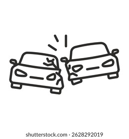 Icono de bloqueo automático. Accidente de coches rotos. Ilustración vectorial.