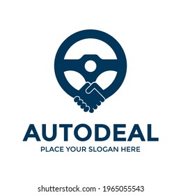 Auto deal vector logo template. This design use hand shake symbol. Suitable for negotiation vehicle business.