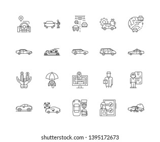 Auto dealer line icons, signs, vector set, outline illustration concept 