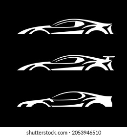 Auto dealer logo for advertising on black background icons vector.