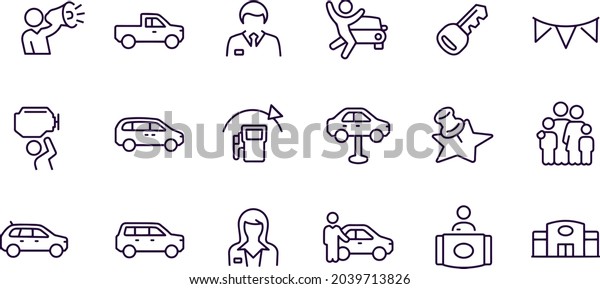 Auto Dealership\
Thin Line Icons vector design\
