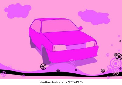 auto decorated with pink glamour