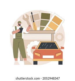 Auto detailing abstract concept vector illustration. Repair car shop, automobile care service, vehicle detailing, full service detailing, auto spa, paint correction, wax polish abstract metaphor.