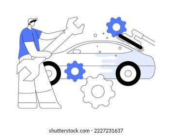 Auto detailing abstract concept vector illustration. Repair car shop, automobile care service, vehicle detailing, full service detailing, auto spa, paint correction, wax polish abstract metaphor.