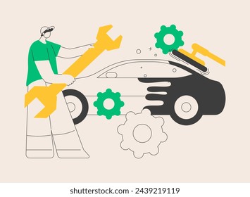 Auto detailing abstract concept vector illustration. Repair car shop, automobile care service, vehicle detailing, full service detailing, auto spa, paint correction, wax polish abstract metaphor.