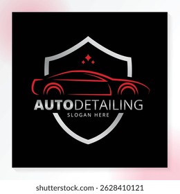 Auto Detailing Car Logo with shield  in Modern Color