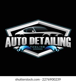 Auto detailing and car washing logo design template