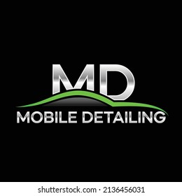 Auto Detailing Logo Design, Mobile Detailing Automobile With MD Icon 