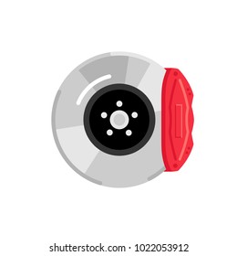 Auto disc brakes, auto parts. Stilyzed, vector, flat, isolated.