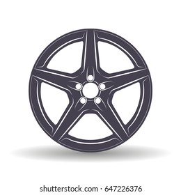 Auto disk isolated on white background, monochrome style, vector