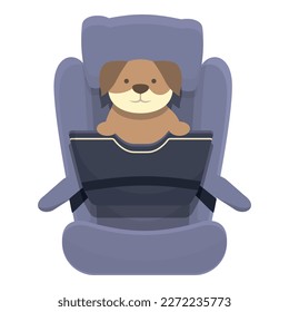 Auto drive seat icon cartoon vector. Dog travel. Travel road