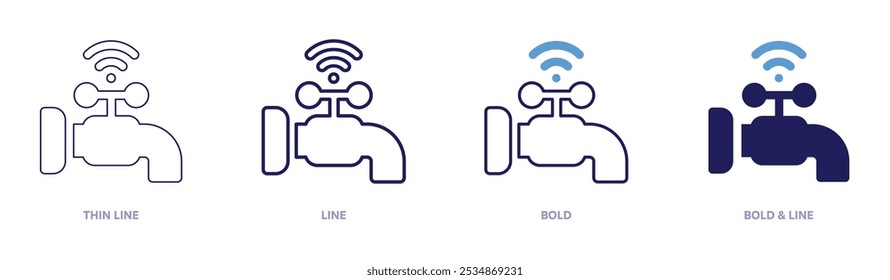 Auto faucet icon in 4 different styles. Thin Line, Line, Bold, and Bold Line. Duotone style. Editable stroke.