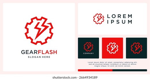 Auto flash logo design with gear