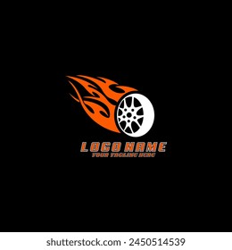 auto flywheel sports racing logo design vector