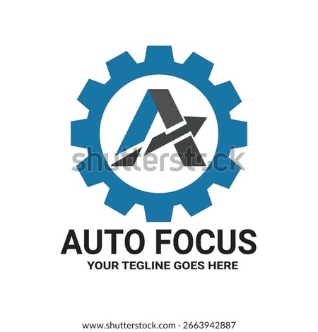 Auto Focus Gear Logo with Arrow and Letter A Design