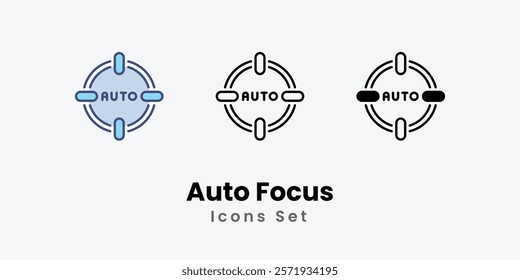 Auto Focus Icons thin line and glyph vector icon stock illustration