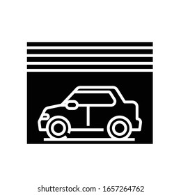 Auto garage black icon, concept illustration, vector flat symbol, glyph sign.