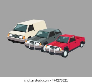 Auto garage car automobile retro cartoon icon set. Colorful design. Vector illustration