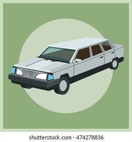 Auto garage car automobile retro cartoon icon. Colorful design. Circle background. Vector illustration