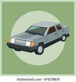 Auto garage car automobile retro cartoon icon. Colorful design. Circle background. Vector illustration