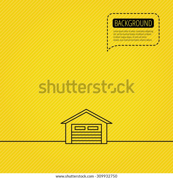 Auto garage icon. Transport\
parking sign. Speech bubble of dotted line. Orange background.\
Vector