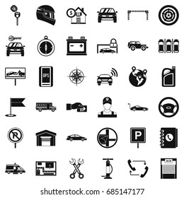 Auto garage icons set, simple style