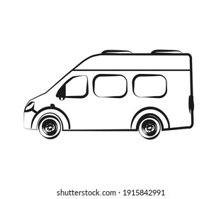 Auto Gazelle sobre un fondo blanco. Casa sobre ruedas. Silhouette. Ilustración vectorial.