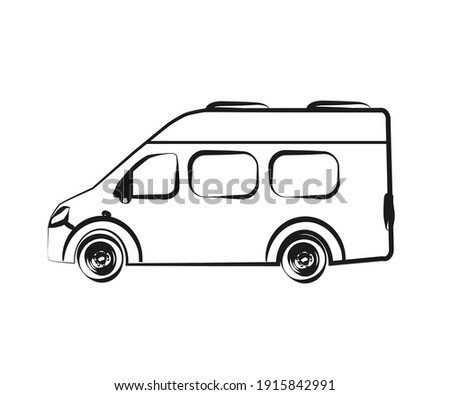 Auto Gazelle on a white background. House on wheels. Silhouette. Vector illustration.